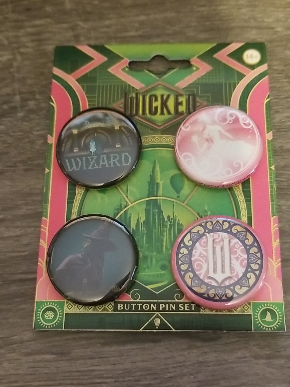 Wicked 4 Button Pin Set NWT.